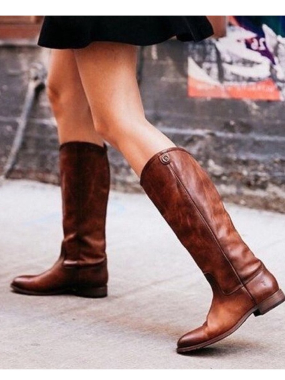 Frye Melissa Button 2 leather riding boots in a cognac/redwood shade, 8.5 NWOT